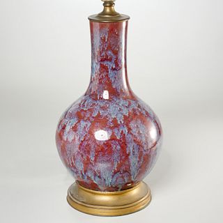 Nice Chinese flambe porcelain vase lamp