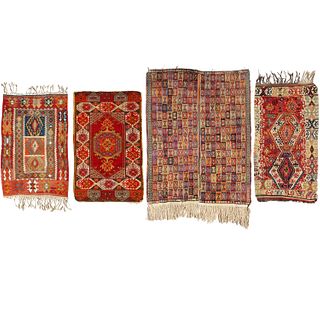 (4) Caucasian style hand-knotted area rugs