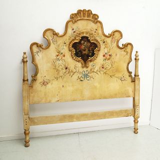 Venetian Rococo style carved & painted headboard