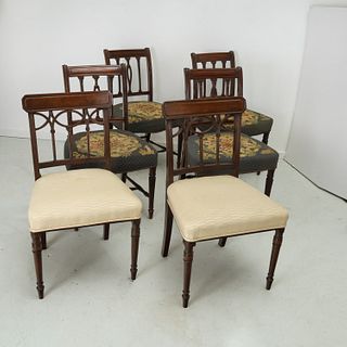 (6) American Classical carved dining chairs