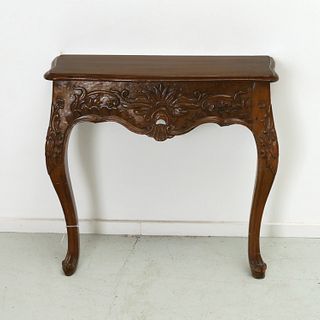 French Provincial walnut wall-mount console