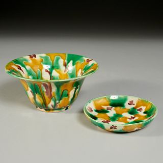 (2) Chinese egg and spinach glazed porcelains