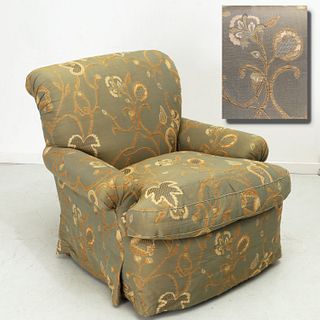 Custom decorator embroidered silk club chair