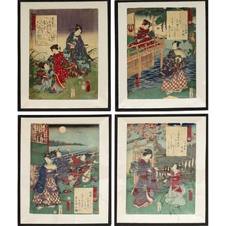 Utagawa Kunisada, (4) woodblock prints, ex-museum