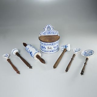 Meissen style blue & white porcelain kitchenware