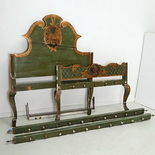 Antique Venetian carved and painted bed