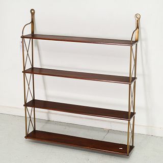 Directoire style mahogany, brass wall shelf