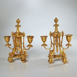 Pair French gilt bronze garniture candelabra