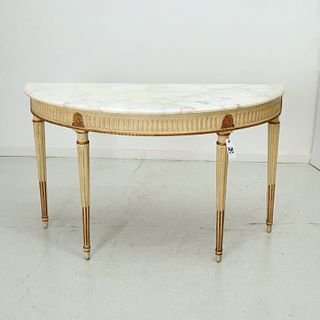 Neoclassic style marble top console table