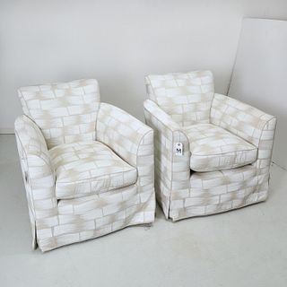 Nice pair custom Designer swivel lounge chairs