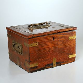 Wood and brass strongbox
