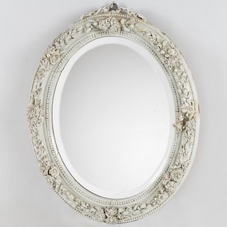 Continental floral encrusted porcelain mirror