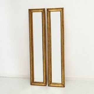 Pair giltwood pillar mirrors