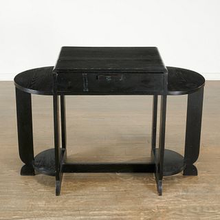 Art Deco period ebonized oak kneehole desk