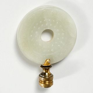 Chinese carved jade bi disc lamp finial