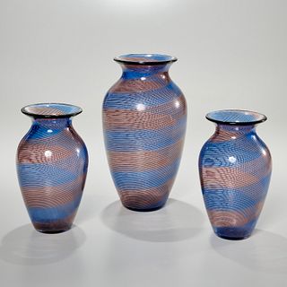 (3) Barovier & Toso Venetian glass vases