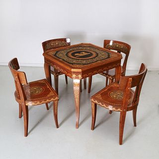 Sorrento inlaid multi-game table and chair set