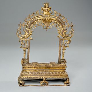Antique Buddhist gilt bronze devotional stand