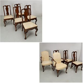 Set (10) Queen Anne style mahogany dining chairs