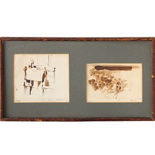 Pair of sketches, signed "Pollock"