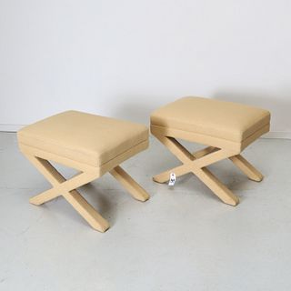 Pair Billy Baldwin style x-form benches