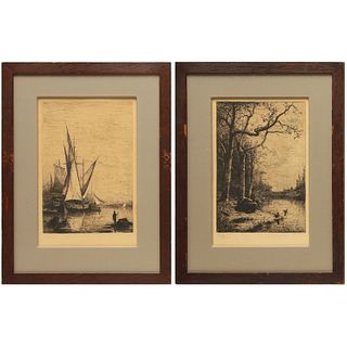 Adolphe Appian, pair of etchings, signed