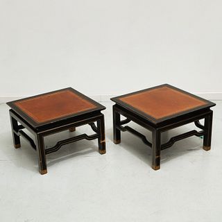 Baker, pair chinoiserie side tables