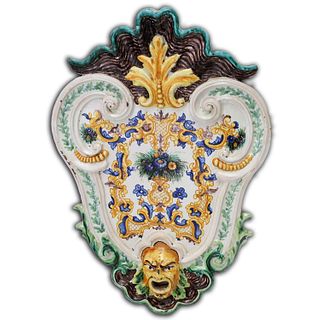 Large Majolica polychrome wall plaque