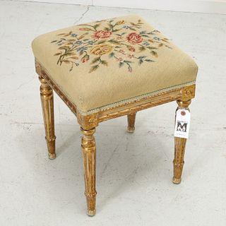 Louis XVI style painted and giltwood tabouret