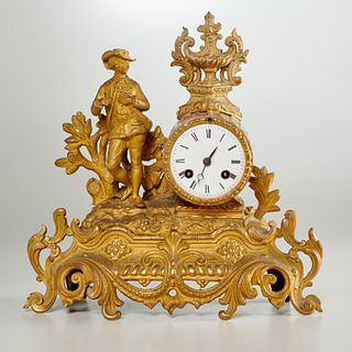 Napoleon III gilt bronze figural mantel clock