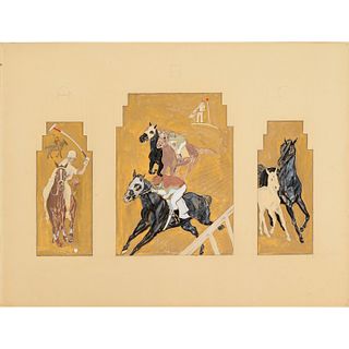 Edward Penfield (manner of), polo triptych study