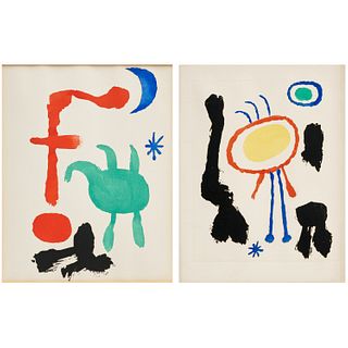 Joan Miro, pair "Femme et Oiseaux" prints