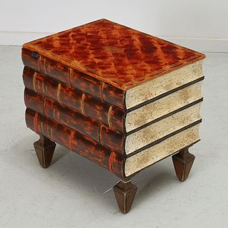 Decorator leather "stacked book" side table