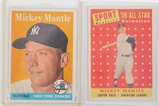 (2) 1958 Topps Mickey Mantle Baseball Cards 