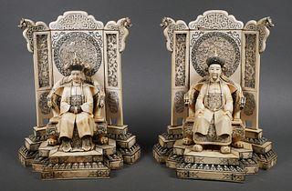 Chinese Ivory Emperor and Empress Sculptures