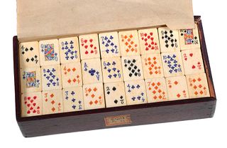 Antique Bone Mahjong Playing Card Tiles Set