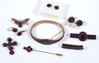 Vintage Lot of Garnet Jewelry 9 pcs.