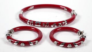 Nouvelle Bague 18K Enamel Bracelet & Earrings 