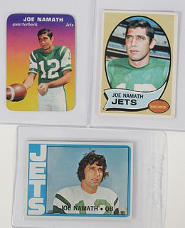 (3) Vintage Joe Namath Football Cards