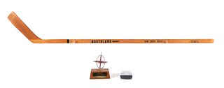 Willie O'Ree Trophy Puck and Gulls Hockey Stick