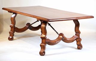 Baroque Style Walnut and Iron Dining Table