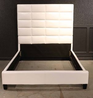 Inspire Q Modern White-Leather Tufted Bed