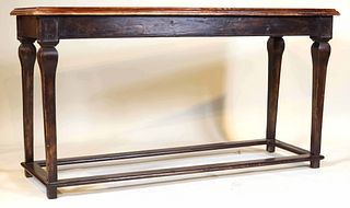 Baroque Style Leather-Upholstered Console Table