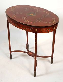 Federal Style Paint-Decorated Oval Side Table