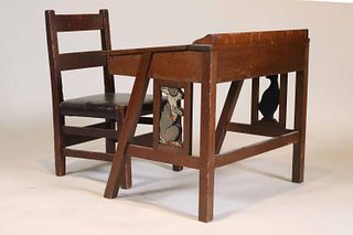 Mission Style Oak Student's Desk and Chair
