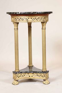 Gothic Revival Marble Top Brass Side Table