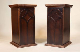 Pair of Oak Double-Sided Pedestal Cabinets