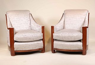 Pair of Art Deco Style Mahogany Club Chairs