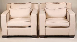 Pair of Ralph Lauren Linen Club Chairs