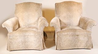 Pair of Contemporary Grey-Upholstered Club Chairs